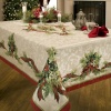 Benson Mills Christmas Ribbons Engineered Printed Fabric Tablecloth, 70 Inch Round