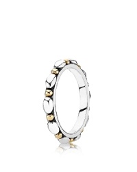 14K gold and sterling silver come together for a supremely stackable PANDORA ring. Use this piece to tie together a mixed-metal accessorized look. 14K gold and sterling silver come together for a supremely stackable PANDORA ring. Use this piece to tie together a mixed-metal accessorized look.