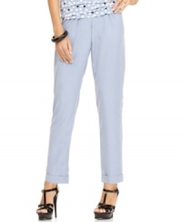 Kick back in a relaxed look that stays sophisticated with these Ellen Tracy pants. The cuffed leg showcases sky-high heels! Kick back in a relaxed look that stays sophisticated with these Ellen Tracy pants. The cuffed leg showcases sky-high heels!
