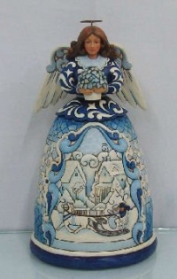 Jim Shore Blessed Be Your Winter Memories Blue Angel With Winter Scene Figurine Jim Shore Blessed Be Your Winter Memories Blue Angel With Winter Scene Figurine