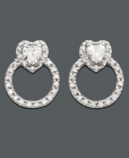 B. Brilliant 18K Gold Over Sterling Silver Heart and Circle Stud Earrings