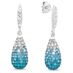 Sterling Silver Blue Crystal Dangle Earrings with Swarovski Elements