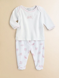 A delightful two-piece set, crafted in lush pima cotton, with nursery rhyme print and contrast stitching.Envelope necklineLong sleevesPullover styleElastic waistbandPima cottonMachine washImported A delightful two-piece set, crafted in lush pima cotton, with nursery rhyme print and contrast stitching.Envelope necklineLong sleevesPullover styleElastic waistbandPima cottonMachine washImported