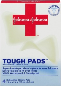 Johnson & Johnson Red Cross Tough Pads (Hydrocolloid Adhesive Pads), 2.8 Inch x 2.4 Inch, 4 Count (Pack of 2)