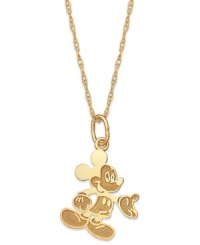 Everyone's favorite Disney character comes to life on this adorable charm pendant. A full-size Mickey Mouse makes a playful statement in 14k gold. Approximate length: 15 inches. Approximate drop: 1/6 inch. Everyone's favorite Disney character comes to life on this adorable charm pendant. A full-size Mickey Mouse makes a playful statement in 14k gold. Approximate length: 15 inches. Approximate drop: 1/6 inch.