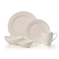 Mikasa Swirl White 20-Piece Dinnerware Set, Service for 4, White Mikasa Swirl White 20-Piece Dinnerware Set, Service for 4, White