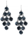 Break the glass ceiling on style with this pair of chandelier earrings from Kenneth Cole New York. Crafted from silver-tone mixed metal, the earrings feature stunning blue faceted glass beads. Approximate drop: 2-3/8 inches.