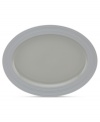 Elegance comes easy with the large Fair Harbor oval platter. Durable stoneware in an oyster-gray hue is half glazed, half matte and totally timeless. From the kate spade new york dinnerware collection.