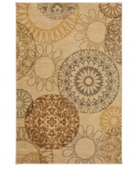 Featuring an iconic design that recalls American mid-century modern motifs, this casual Karastan rug is covered in bold mandala-like medallions in beautiful hushed hues. Woven from premium New Zealand wool, this rug offers alluring style and a blissfully soft feel underfoot. Featuring an iconic design that recalls American mid-century modern motifs, this casual Karastan rug is covered in bold mandala-like medallions in beautiful hushed hues. Woven from premium New Zealand wool, this rug offers alluring style and a blissfully soft feel underfoot.