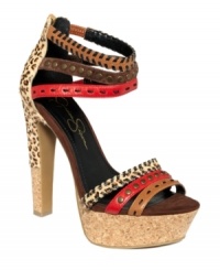A true good time shoe. Jessica Simpson's Party platform sandals feature multiple textures and colors--a little fun for everyone. A true good time shoe. Jessica Simpson's Party platform sandals feature multiple textures and colors--a little fun for everyone.