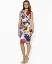 A seasonal essential, this Lauren Ralph Lauren dress is tailored with a sophisticated V-neckline in a sleeveless silhouette with a geo-floral design for contemporary appeal. (Clearance) A seasonal essential, this Lauren Ralph Lauren dress is tailored with a sophisticated V-neckline in a sleeveless silhouette with a geo-floral design for contemporary appeal. (Clearance)