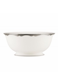 Take a shine to the Trimble Place serving bowl. Modern bone china hit by a wave of platinum embodies the unfussy yet undeniable elegance of kate spade. Take a shine to the Trimble Place serving bowl. Modern bone china hit by a wave of platinum embodies the unfussy yet undeniable elegance of kate spade.