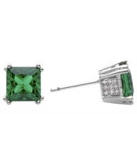 Bring on the shine. CRISLU's princess-cut stud earrings pack brilliant color into a small package. Green cubic zirconias (4 ct. t.w.) stand out against a platinum over sterling silver setting. Approximate diameter: 9 mm. Bring on the shine. CRISLU's princess-cut stud earrings pack brilliant color into a small package. Green cubic zirconias (4 ct. t.w.) stand out against a platinum over sterling silver setting. Approximate diameter: 9 mm.