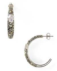 Shape meets sparkle. Accessorize your way to cool with this pair of crystal-decked hoop earrings from Aqua. Shape meets sparkle. Accessorize your way to cool with this pair of crystal-decked hoop earrings from Aqua.