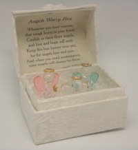 Angel Worry Box w/3 Glass Angels Angel Worry Box w/3 Glass Angels