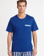A versatile crewneck tee shirt for sleep, lounge or outerwear, highlighted by a woven pocket strip detail in contrasting color.CrewneckChest patch pocketCottonMachine washImported