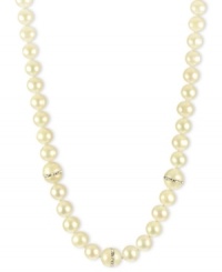 Elegance defined. This pretty necklace combines cultured freshwater pearls (8-10 mm) and cubic zirconia accents in a polished 18k gold over sterling silver setting. Approximate length: 18 inches. Elegance defined. This pretty necklace combines cultured freshwater pearls (8-10 mm) and cubic zirconia accents in a polished 18k gold over sterling silver setting. Approximate length: 18 inches.