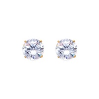 14K Yellow Gold 6mm Round CZ Solitaire Basket Stud Earrings with Screw-back 14K Yellow Gold 6mm Round CZ Solitaire Basket Stud Earrings with Screw-back