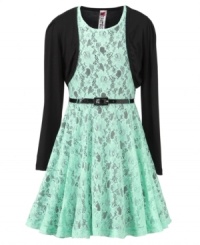 Feminine lace in a refreshing minty-green hue. She'll be the main attraction in this darling dress by Beautees. Feminine lace in a refreshing minty-green hue. She'll be the main attraction in this darling dress by Beautees.