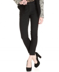 Let your legs do the talking with Bar III Front Row's skinny, cropped pants, made from textural brocade. Let your legs do the talking with Bar III Front Row's skinny, cropped pants, made from textural brocade.
