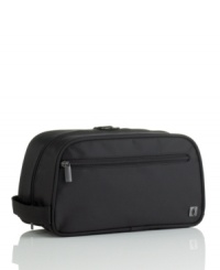 It's a good look for you. Simply toss your full-size toiletries inside and hit the road. The PVC-lined interior will protect this compact kit from any spills or water damage along the way. It's a good look for you. Simply toss your full-size toiletries inside and hit the road. The PVC-lined interior will protect this compact kit from any spills or water damage along the way.