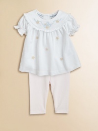 A timeless, preppy set pairs a classic Schiffli embroidered top with an essential stretchy legging. Top BoatneckShort raglan sleevesBack buttons Pants Elastic waistbandPima cottonMachine washImported Please note: Number of buttons may vary depending on size ordered. A timeless, preppy set pairs a classic Schiffli embroidered top with an essential stretchy legging. Top BoatneckShort raglan sleevesBack buttons Pants Elastic waistbandPima cottonMachine washImported Please note: Number of buttons may vary depending on size ordered.