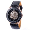 New Mens Automatic Mechanical Skeleton Watch Self Winding Black Leather Strap AMW-03