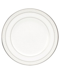 This versatile and stylish bread and butter plate will coordinate perfectly with a variety of table linens and flatware. An ornate scroll motif trimmed in platinum adds a sophisticated sensibility to your tabletop. This versatile and stylish bread and butter plate will coordinate perfectly with a variety of table linens and flatware. An ornate scroll motif trimmed in platinum adds a sophisticated sensibility to your tabletop.