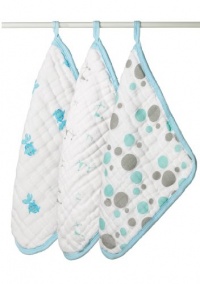 aden + anais 3 Pack Muslin Washcloths, Hide and Sea aden + anais 3 Pack Muslin Washcloths, Hide and Sea