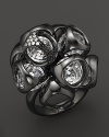 Di MODOLO's signature cluster ring is rendered in black rhodium, detailed with sparkling diamond pavé.