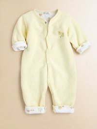 Crafted in plush sherpa, this cute, cozy one-piece reverses to reveal an owl print.CrewneckLong sleevesFront snapsBottom snapsReverse: Pima cottonSherpa: 80% cotton/20% polyesterMachine washImported Please note: Number of snaps may vary depending on size ordered. Crafted in plush sherpa, this cute, cozy one-piece reverses to reveal an owl print.CrewneckLong sleevesFront snapsBottom snapsReverse: Pima cottonSherpa: 80% cotton/20% polyesterMachine washImported Please note: Number of snaps may vary depending on size ordered.