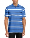 Nautica Men's Big-Tall Deck Knit Stripe Polo, French Blue, 2X