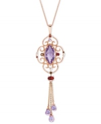 Perfectly purple. Le Vian's graceful drop pendant features marquise-cut amethyst (3 ct. t.w.), round-cut smokey quartz accents, briolette-cut pink amethyst (1-5/8 ct. t.w.), oval-cut rhodolite (1/2 ct. t.w.) and round-cut white topaz (1/8 ct. t.w.). Set in 14k rose gold. Approximate length: 18 inches. Approximate drop: 3 inches. Perfectly purple. Le Vian's graceful drop pendant features marquise-cut amethyst (3 ct. t.w.), round-cut smokey quartz accents, briolette-cut pink amethyst (1-5/8 ct. t.w.), oval-cut rhodolite (1/2 ct. t.w.) and round-cut white topaz (1/8 ct. t.w.). Set in 14k rose gold. Approximate length: 18 inches. Approximate drop: 3 inches.