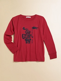 Burberry's iconic baby knight stands at attention in a mottled print on the front of a simple, long-sleeved tee.Crew necklineLong sleeves with ribbed cuffsBurberry logo printed at back hemCottonMachine washImported Burberry's iconic baby knight stands at attention in a mottled print on the front of a simple, long-sleeved tee.Crew necklineLong sleeves with ribbed cuffsBurberry logo printed at back hemCottonMachine washImported