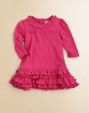 An adorable dress is accented with tiers of ruffles for a girly look.CrewneckLong sleevesBack buttonsRuffled hemCottonMachine washImported Please note: Number of buttons may vary depending on size ordered. 
