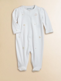 A charming long-sleeved coverall is lovingly adorned with floral Schiffli embroidery.CrewneckLong sleevesHidden snap closureBottom snapsPima cottonMachine washImported Please note: Number of buttons/snaps may vary depending on size ordered. A charming long-sleeved coverall is lovingly adorned with floral Schiffli embroidery.CrewneckLong sleevesHidden snap closureBottom snapsPima cottonMachine washImported Please note: Number of buttons/snaps may vary depending on size ordered.