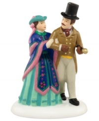 A debonair aristocrat and charming lady walk the streets in Victorian-era England. Crafted of hand-painted porcelain and part of the Dickens' Village collection from Department 56. A debonair aristocrat and charming lady walk the streets in Victorian-era England. Crafted of hand-painted porcelain and part of the Dickens' Village collection from Department 56.