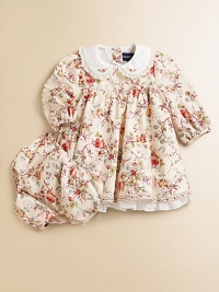 A soft brushed twill lays the foundation for this charming floral dress with decorative stitching and lace trim at the collar.Lace-trimmed Peter Pan collarLong sleeves with single-button cuffsBack buttonsFull skirt with ruffled petticoatCottonMachine washImported Please note: Number of buttons may vary depending on size ordered. A soft brushed twill lays the foundation for this charming floral dress with decorative stitching and lace trim at the collar.Lace-trimmed Peter Pan collarLong sleeves with single-button cuffsBack buttonsFull skirt with ruffled petticoatCottonMachine washImported Please note: Number of buttons may vary depending on size ordered.