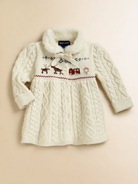 A sweet sweater dress embodies heritage flair with a pretty intarsia-knit top, cable-knit skirt and a faux-fur-trimmed collar.Faux fur-trimmed Peter Pan collarLong sleevesFront button placketEmpire waistCottonMachine washImported Please note: Number of buttons may vary depending on size ordered. A sweet sweater dress embodies heritage flair with a pretty intarsia-knit top, cable-knit skirt and a faux-fur-trimmed collar.Faux fur-trimmed Peter Pan collarLong sleevesFront button placketEmpire waistCottonMachine washImported Please note: Number of buttons may vary depending on size ordered.