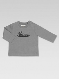 Crafted in plush cotton jersey with cursive Gucci print and shoulder buttons.CrewneckLong sleevesShoulder buttonsCottonDry cleanMade in Italy Please note: Number of buttons may vary depending on size ordered. 