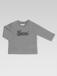 Crafted in plush cotton jersey with cursive Gucci print and shoulder buttons.CrewneckLong sleevesShoulder buttonsCottonDry cleanMade in Italy Please note: Number of buttons may vary depending on size ordered. Crafted in plush cotton jersey with cursive Gucci print and shoulder buttons.CrewneckLong sleevesShoulder buttonsCottonDry cleanMade in Italy Please note: Number of buttons may vary depending on size ordered.