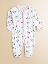Rendered in plush pima cotton, this snap-front one-piece is decorated with a holiday-themed print for festive fun.CrewneckLong sleeves with mitten cuffsFront snapsBottom snapsPima cottonMachine washImported Please note: Number of snaps may vary depending on size ordered. Rendered in plush pima cotton, this snap-front one-piece is decorated with a holiday-themed print for festive fun.CrewneckLong sleeves with mitten cuffsFront snapsBottom snapsPima cottonMachine washImported Please note: Number of snaps may vary depending on size ordered.
