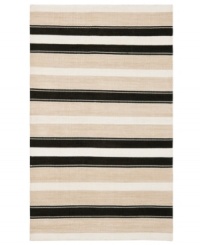 An ultra-modern design inspired by artisan flat weave carpets of Turkey and India, the Narragansett Stripe area rug from Lauren Ralph Lauren is woven by hand in India of luxurious banana silk with a hint of cotton. An ultra-modern design inspired by artisan flat weave carpets of Turkey and India, the Narragansett Stripe area rug from Lauren Ralph Lauren is woven by hand in India of luxurious banana silk with a hint of cotton.
