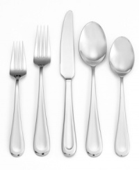 A well-rounded set. Balanced handles with a recessed center and curved edge lend Ginkgo Corrie flatware to modern settings. Place settings and essential serving pieces make it the easiest way to outfit casual tables. A well-rounded set. Balanced handles with a recessed center and curved edge lend Ginkgo Corrie flatware to modern settings. Place settings and essential serving pieces make it the easiest way to outfit casual tables.