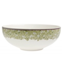 A pattern with a past adorns the Daisy Green serving bowl, featuring verdant blooms plucked from Monsoon's textile archives. Denby bone china brings modern durability to a look of vintage charm. A pattern with a past adorns the Daisy Green serving bowl, featuring verdant blooms plucked from Monsoon's textile archives. Denby bone china brings modern durability to a look of vintage charm.