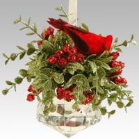 Glittery Kissing Krystal Cardinal Christmas Mistletoe on Acrylic Prism Ornament Glittery Kissing Krystal Cardinal Christmas Mistletoe on Acrylic Prism Ornament