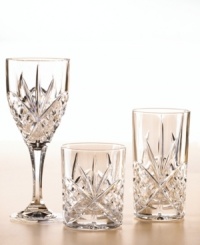Long, faceted cuts in a traditional starburst pattern make this set of lead crystal goblets sparkle and shine. Long, faceted cuts in a traditional starburst pattern make this set of lead crystal goblets sparkle and shine.