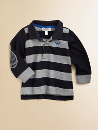 Crafted in cozy cotton in a classic polo silhouette with bold stripes, elbow patches and logo detail.Polo collarLong sleeves with elbow patchesButton-frontCottonDry cleanImported Please note: Number of buttons/snaps may vary depending on size ordered. Crafted in cozy cotton in a classic polo silhouette with bold stripes, elbow patches and logo detail.Polo collarLong sleeves with elbow patchesButton-frontCottonDry cleanImported Please note: Number of buttons/snaps may vary depending on size ordered.