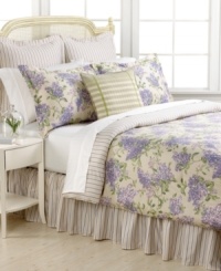 Spring into style! Evoking a distinct countryside feel, this Cape Elizabeth comforter set from Lauren Ralph Lauren features a garden of lilacs in a natural palette of purple, green and tan. Reverses to a chic stripe pattern. Spring into style! Evoking a distinct countryside feel, this Cape Elizabeth comforter set from Lauren Ralph Lauren features a garden of lilacs in a natural palette of purple, green and tan. Reverses to a chic stripe pattern.