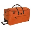 Embark in style with this chic cosmopolitan rolling duffel, rendered in vibrant color.